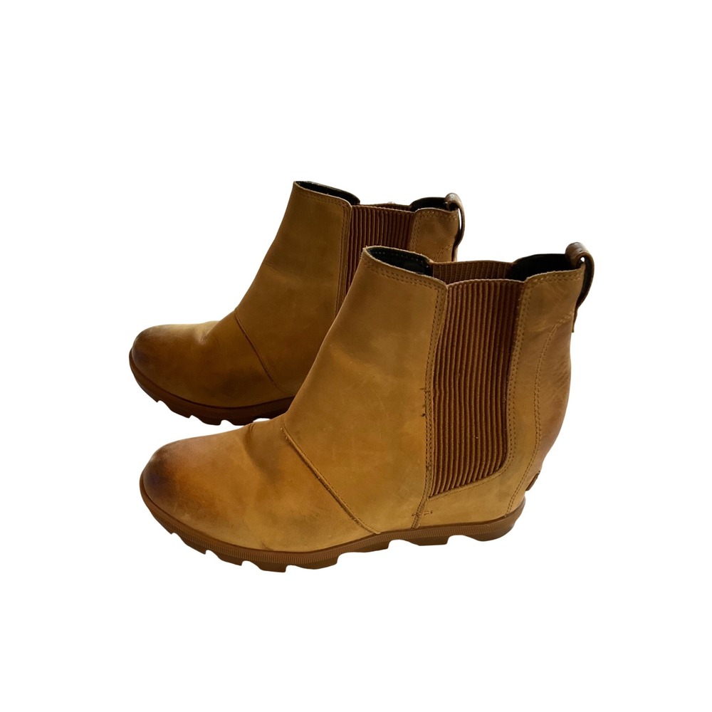 Sorel Arctic Wedge II Chelsea Boots Women 9.5 Tan Leather NL3022-224